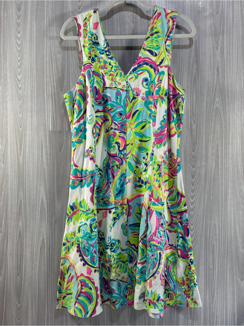 Lilly Pulitzer Dahlia Fit And Flare Colorful Floral Dress Vneck Size XL Women’s